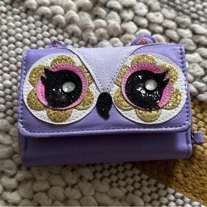 Target Purple Owl Wallet with Gold and Pink Accents